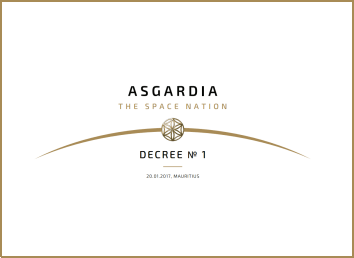 Decree No 1<br> Appointment of the Asgardia Head of Nation